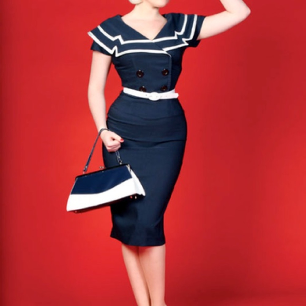 Tatayana Captain Pencil Navy and white no belt